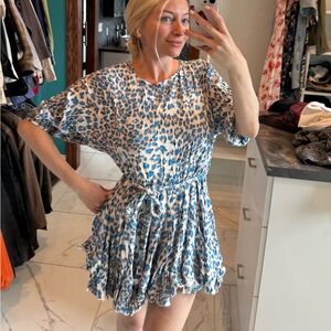 Blue Leopard Print Dress